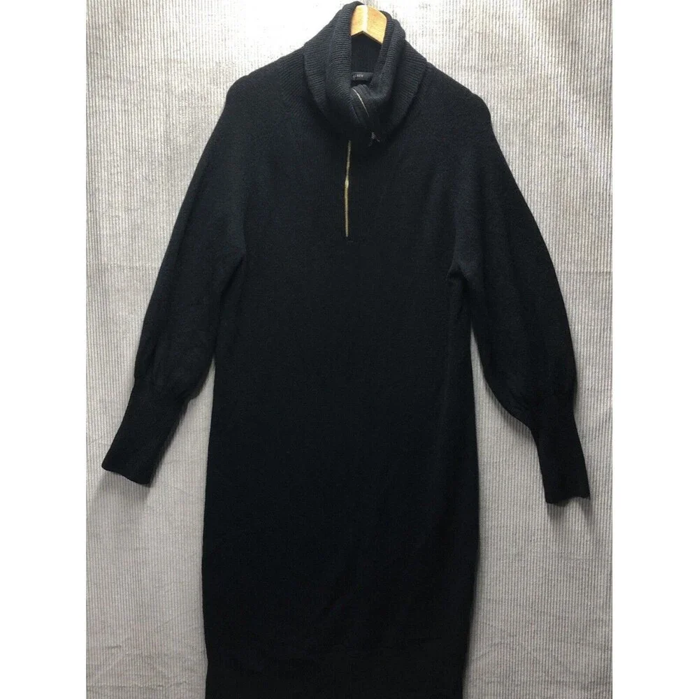 J Crew Sweater Dress Wool Zip Up Turtleneck Mini Long Sleeve Size Unknown
